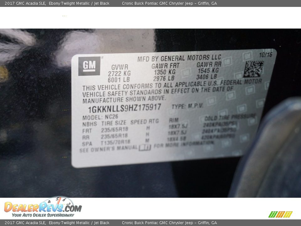 2017 GMC Acadia SLE Ebony Twilight Metallic / Jet Black Photo #25