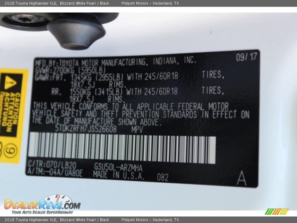 2018 Toyota Highlander XLE Blizzard White Pearl / Black Photo #28