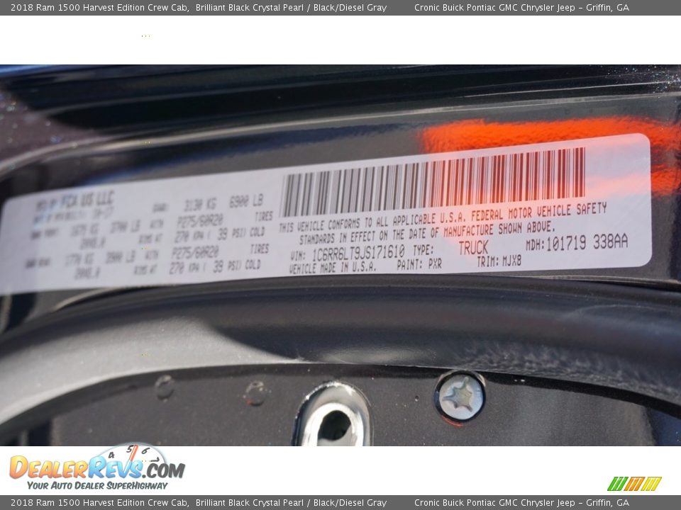2018 Ram 1500 Harvest Edition Crew Cab Brilliant Black Crystal Pearl / Black/Diesel Gray Photo #17