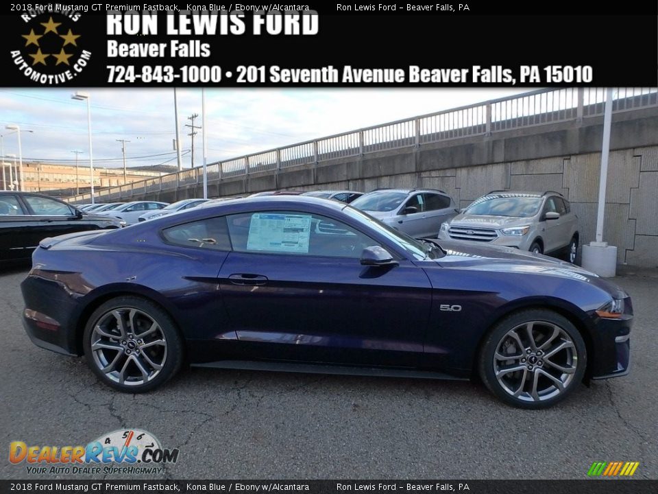2018 Ford Mustang GT Premium Fastback Kona Blue / Ebony w/Alcantara Photo #1