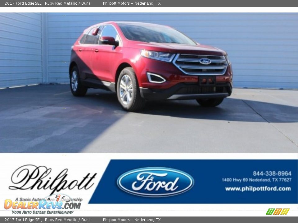 2017 Ford Edge SEL Ruby Red Metallic / Dune Photo #1