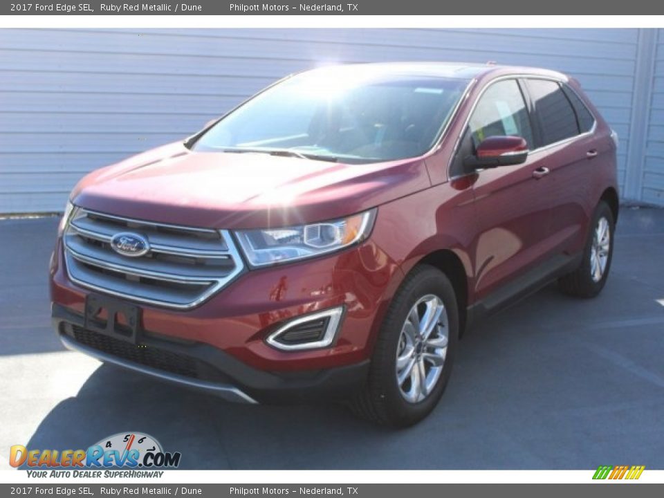 2017 Ford Edge SEL Ruby Red Metallic / Dune Photo #3