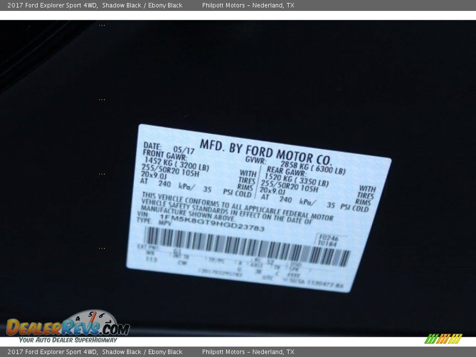 2017 Ford Explorer Sport 4WD Shadow Black / Ebony Black Photo #30
