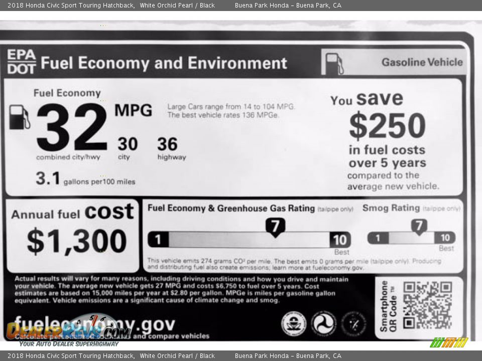 2018 Honda Civic Sport Touring Hatchback White Orchid Pearl / Black Photo #19