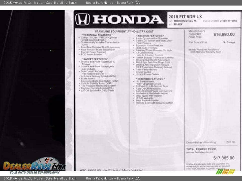 2018 Honda Fit LX Modern Steel Metallic / Black Photo #16