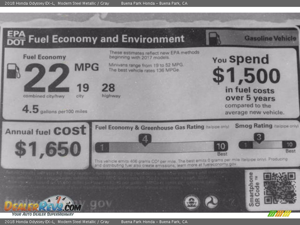 2018 Honda Odyssey EX-L Modern Steel Metallic / Gray Photo #20