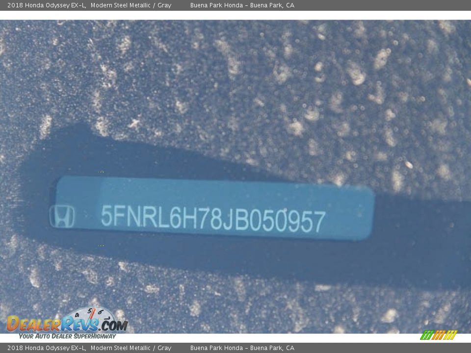 2018 Honda Odyssey EX-L Modern Steel Metallic / Gray Photo #21