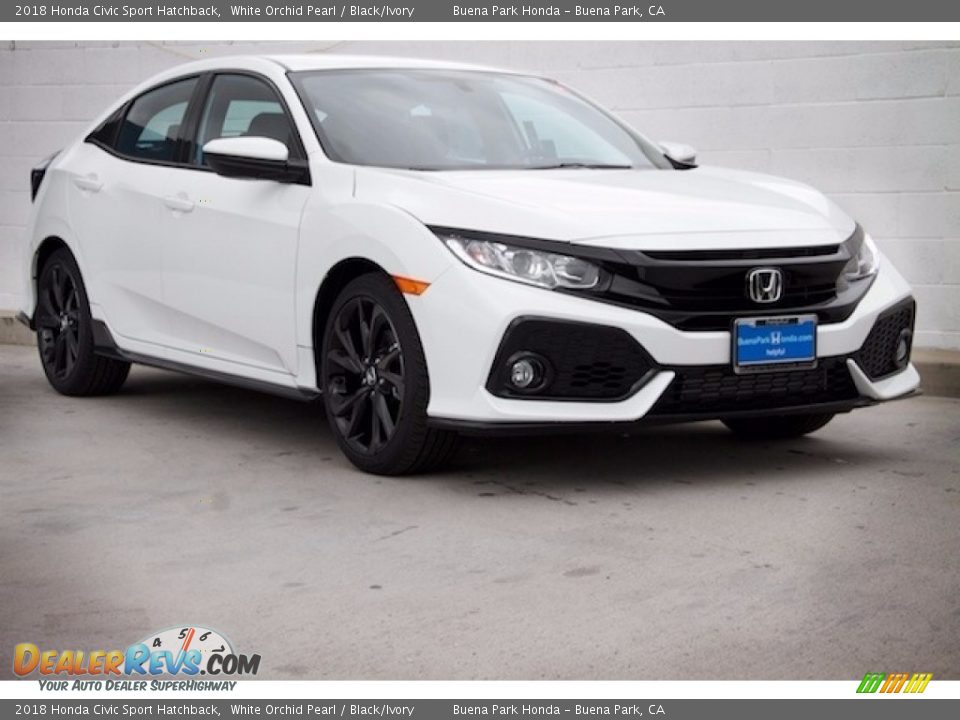 2018 Honda Civic Sport Hatchback White Orchid Pearl / Black/Ivory Photo #1