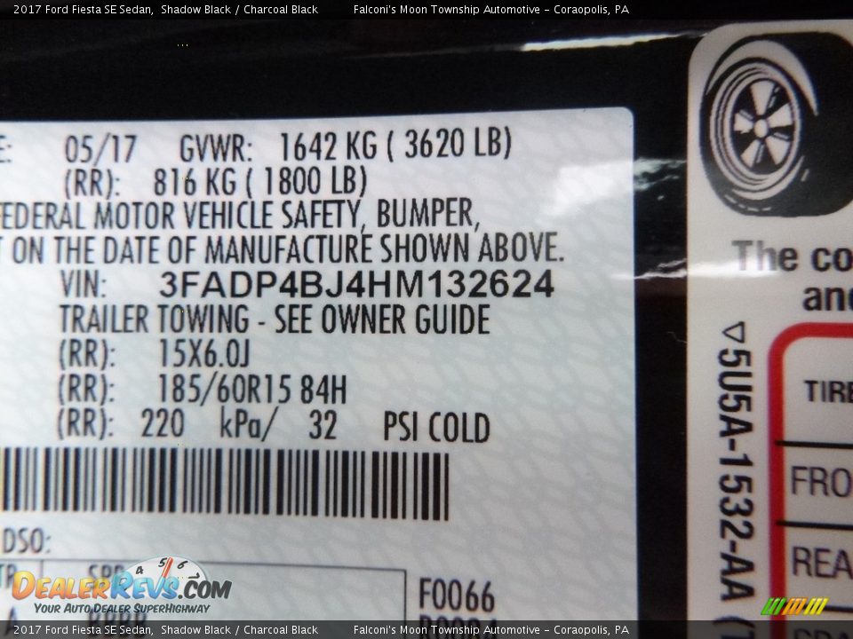 2017 Ford Fiesta SE Sedan Shadow Black / Charcoal Black Photo #13