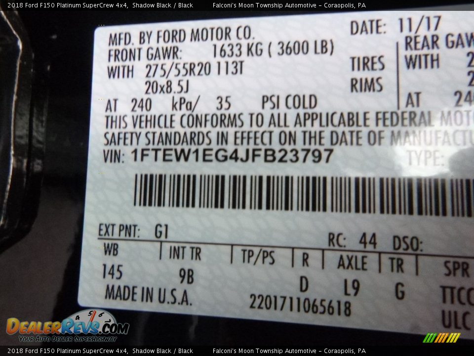2018 Ford F150 Platinum SuperCrew 4x4 Shadow Black / Black Photo #11