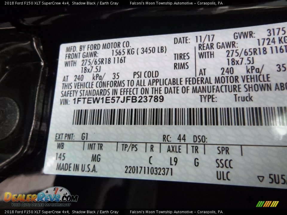2018 Ford F150 XLT SuperCrew 4x4 Shadow Black / Earth Gray Photo #12