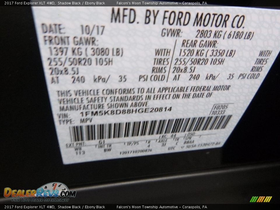 2017 Ford Explorer XLT 4WD Shadow Black / Ebony Black Photo #13