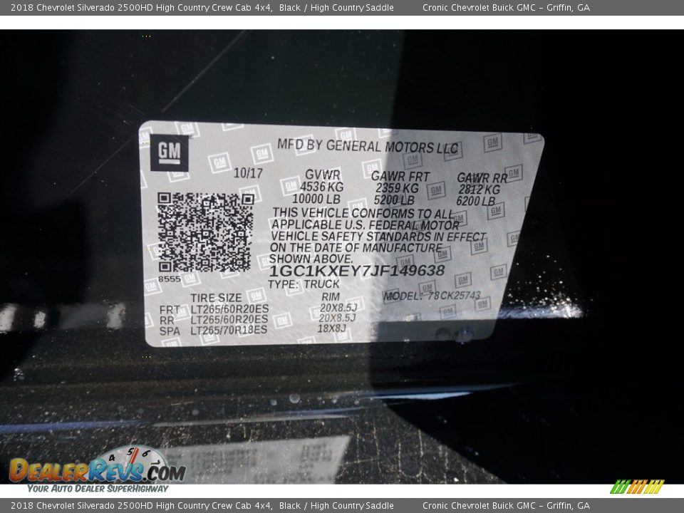 2018 Chevrolet Silverado 2500HD High Country Crew Cab 4x4 Black / High Country Saddle Photo #16