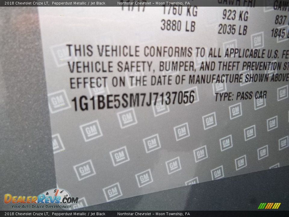 2018 Chevrolet Cruze LT Pepperdust Metallic / Jet Black Photo #17