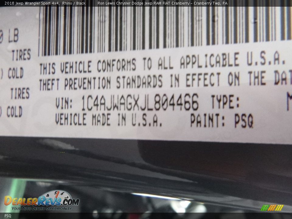 Jeep Color Code PSQ Rhino