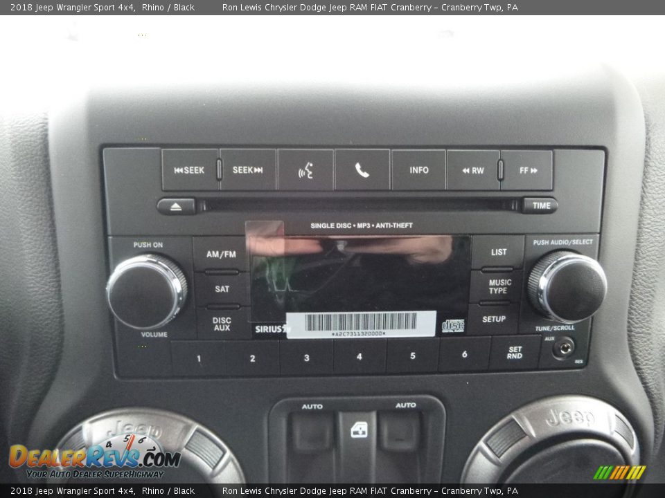 2018 Jeep Wrangler Sport 4x4 Rhino / Black Photo #17