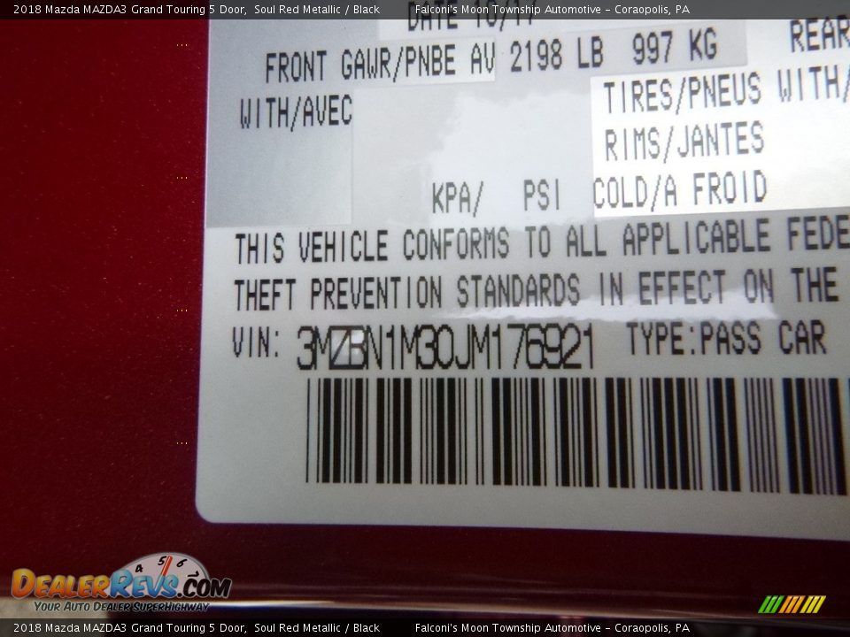 2018 Mazda MAZDA3 Grand Touring 5 Door Soul Red Metallic / Black Photo #12