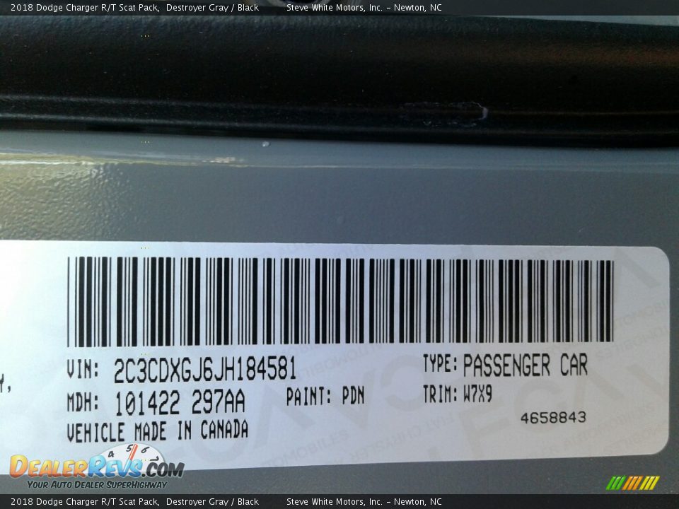 2018 Dodge Charger R/T Scat Pack Destroyer Gray / Black Photo #30