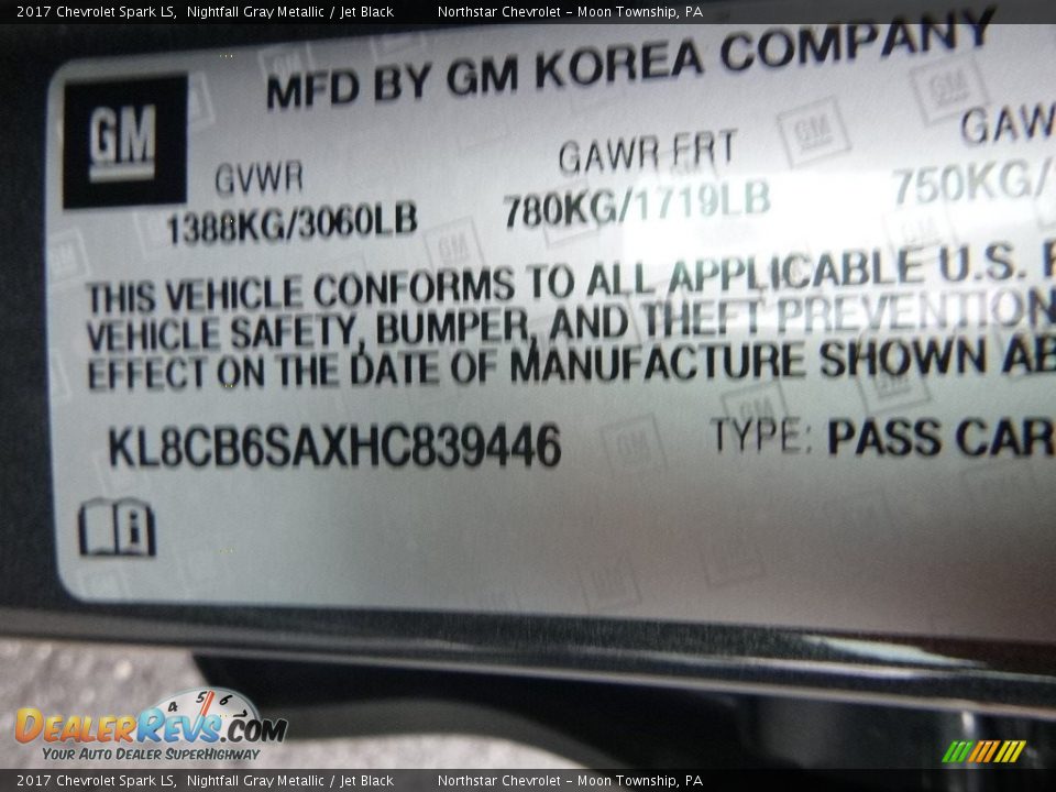 2017 Chevrolet Spark LS Nightfall Gray Metallic / Jet Black Photo #16