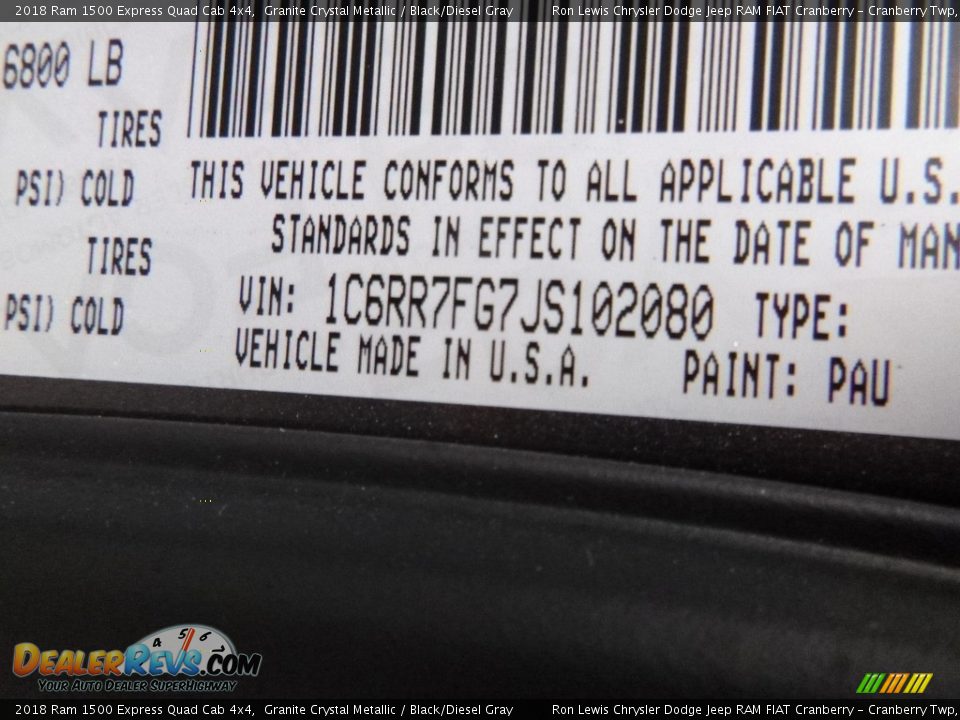 2018 Ram 1500 Express Quad Cab 4x4 Granite Crystal Metallic / Black/Diesel Gray Photo #15