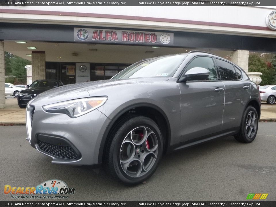 2018 Alfa Romeo Stelvio Sport AWD Stromboli Gray Metallic / Black/Red Photo #2