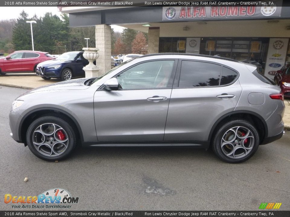 2018 Alfa Romeo Stelvio Sport AWD Stromboli Gray Metallic / Black/Red Photo #3