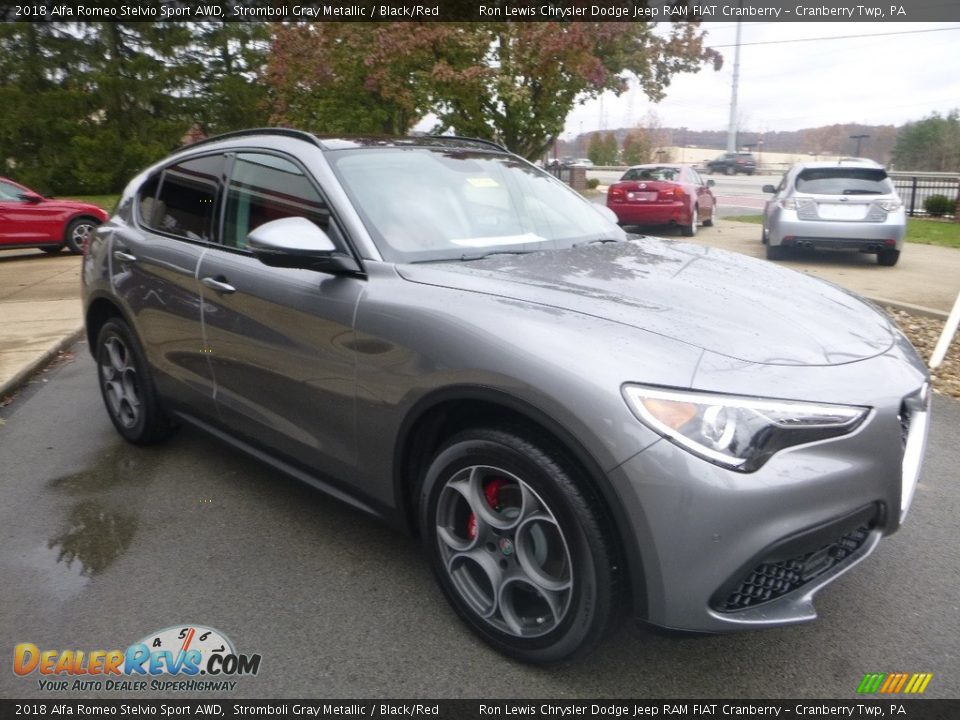 2018 Alfa Romeo Stelvio Sport AWD Stromboli Gray Metallic / Black/Red Photo #10