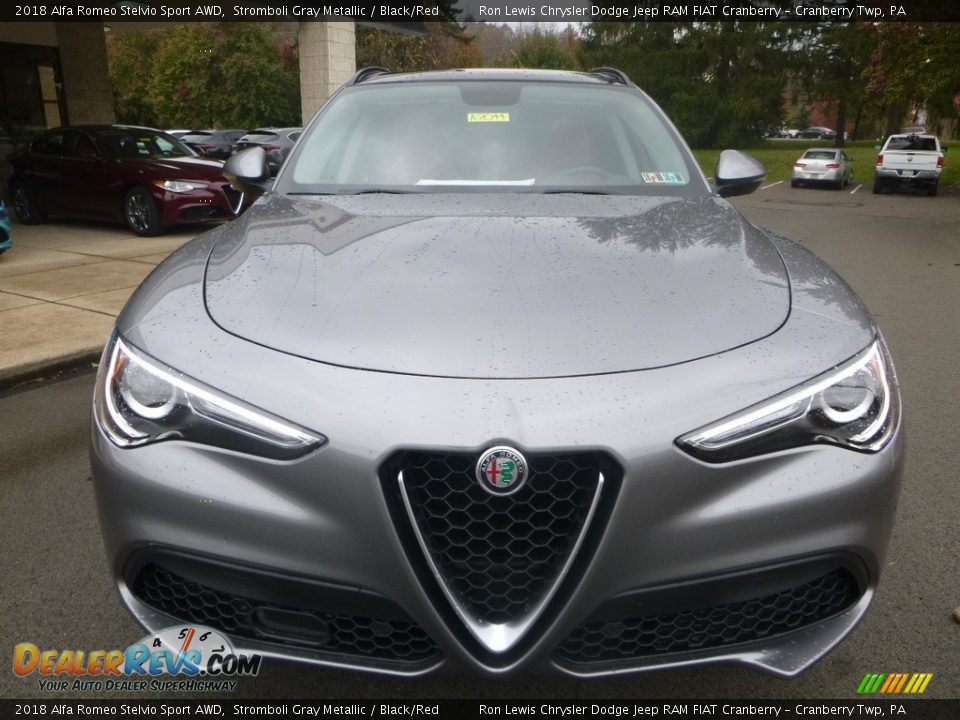 2018 Alfa Romeo Stelvio Sport AWD Stromboli Gray Metallic / Black/Red Photo #12