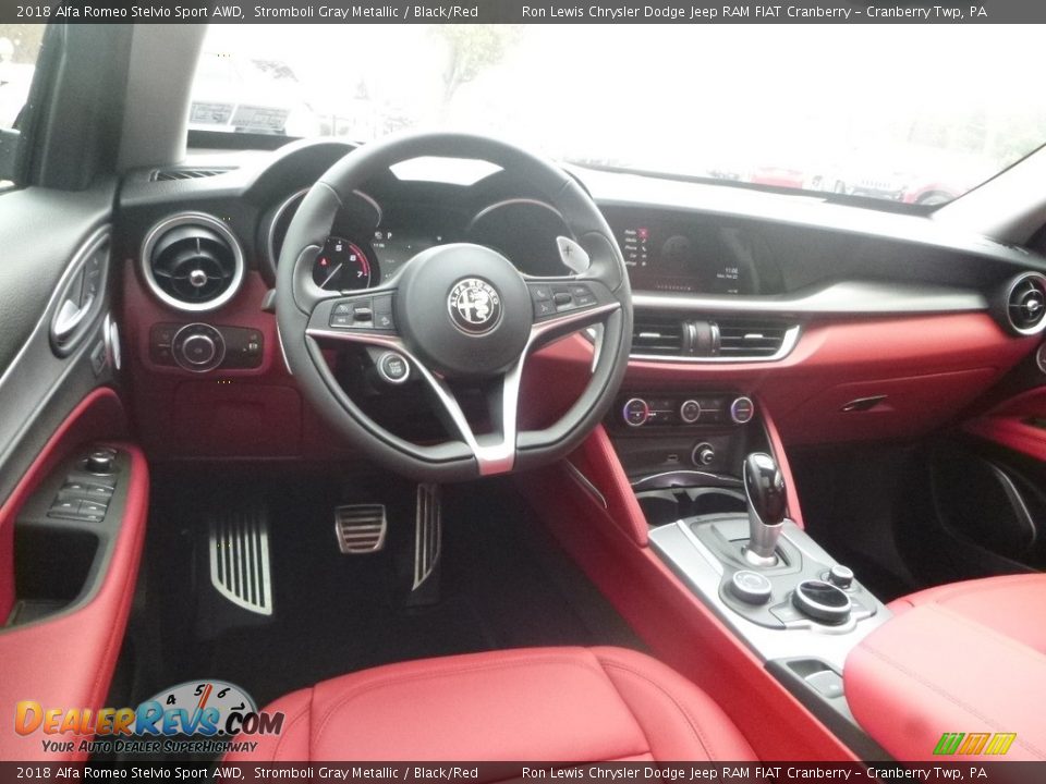 2018 Alfa Romeo Stelvio Sport AWD Stromboli Gray Metallic / Black/Red Photo #17