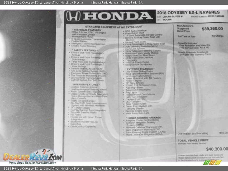 2018 Honda Odyssey EX-L Lunar Silver Metallic / Mocha Photo #20