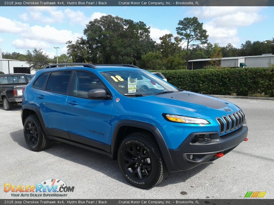 2018 Jeep Cherokee Trailhawk 4x4 Hydro Blue Pearl / Black Photo #7