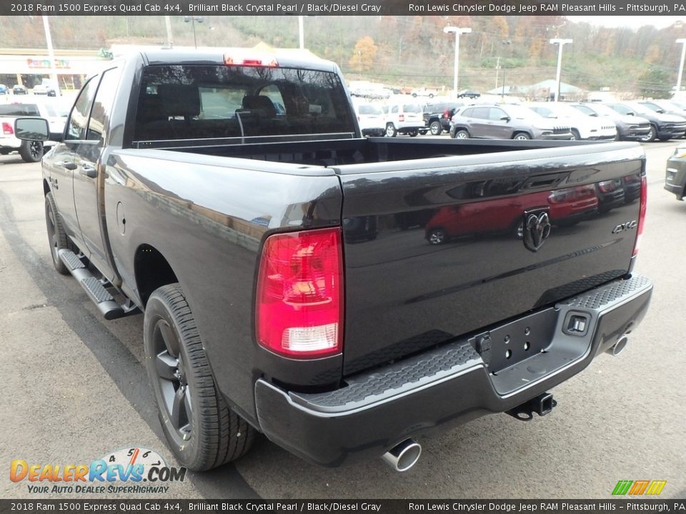 2018 Ram 1500 Express Quad Cab 4x4 Brilliant Black Crystal Pearl / Black/Diesel Gray Photo #3
