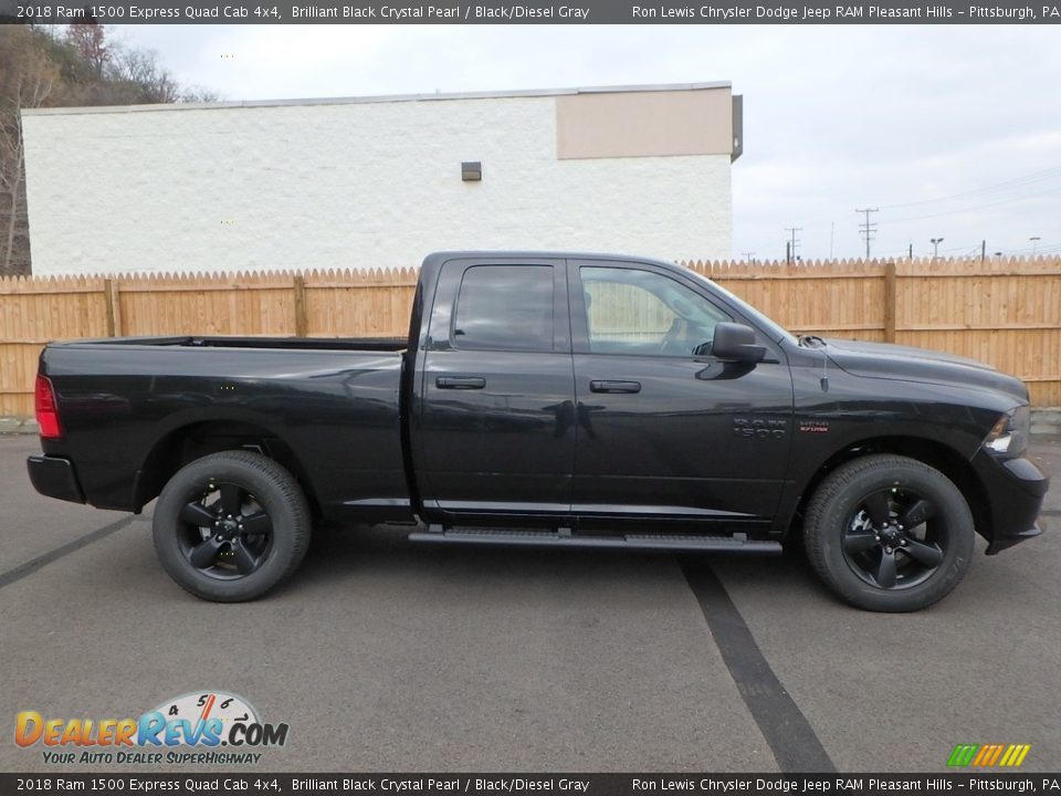 2018 Ram 1500 Express Quad Cab 4x4 Brilliant Black Crystal Pearl / Black/Diesel Gray Photo #6