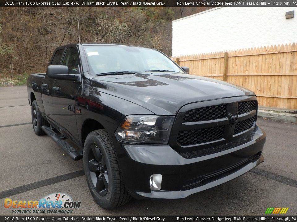 2018 Ram 1500 Express Quad Cab 4x4 Brilliant Black Crystal Pearl / Black/Diesel Gray Photo #7
