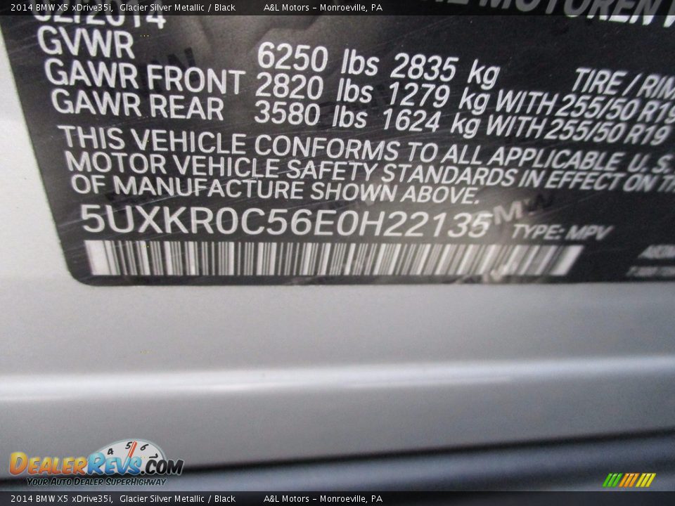 2014 BMW X5 xDrive35i Glacier Silver Metallic / Black Photo #19