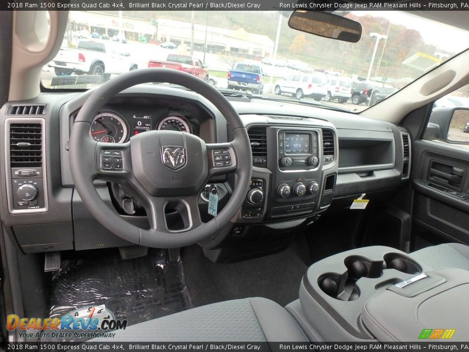 2018 Ram 1500 Express Quad Cab 4x4 Brilliant Black Crystal Pearl / Black/Diesel Gray Photo #12
