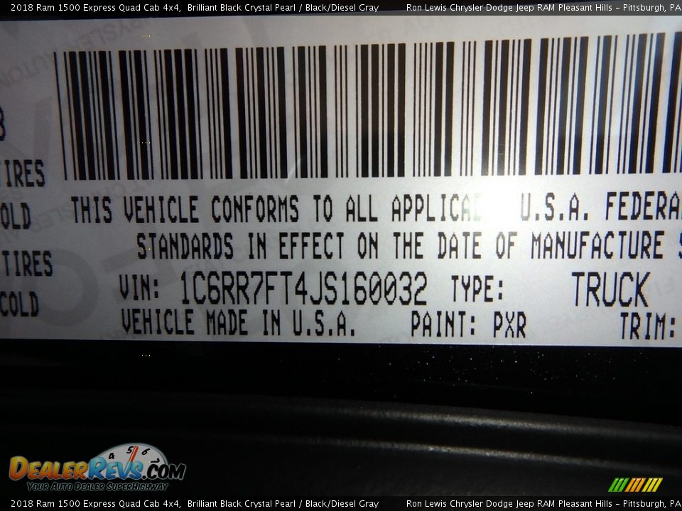 2018 Ram 1500 Express Quad Cab 4x4 Brilliant Black Crystal Pearl / Black/Diesel Gray Photo #14