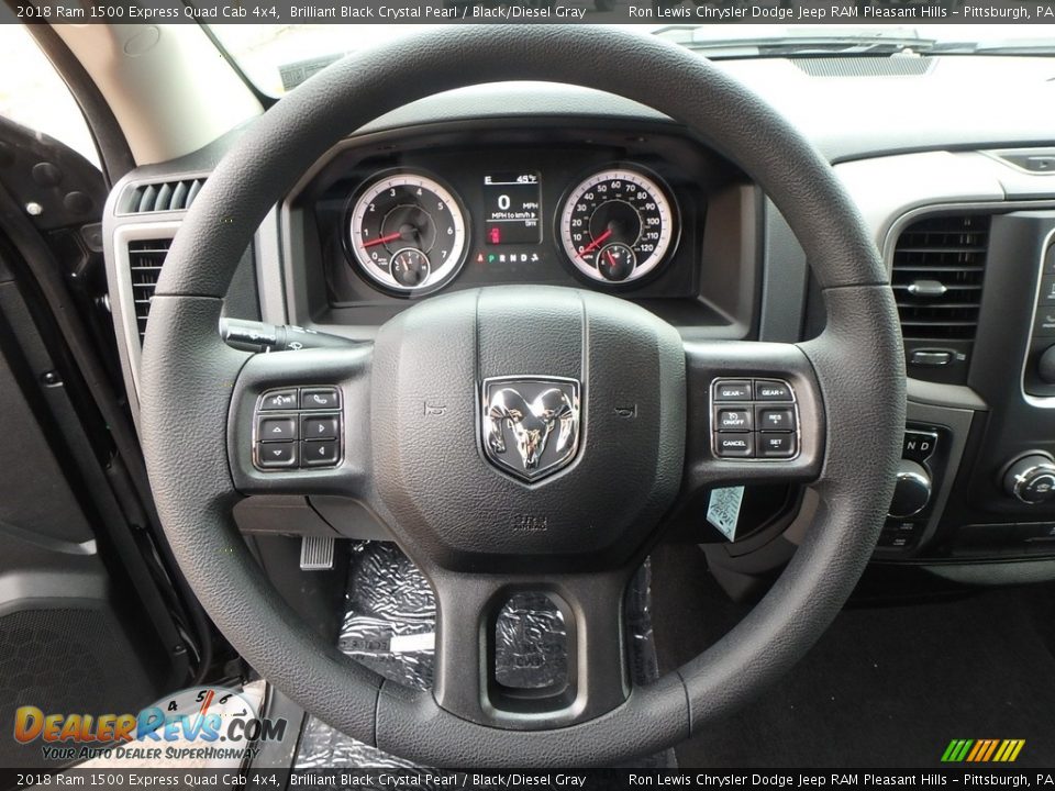 2018 Ram 1500 Express Quad Cab 4x4 Brilliant Black Crystal Pearl / Black/Diesel Gray Photo #18