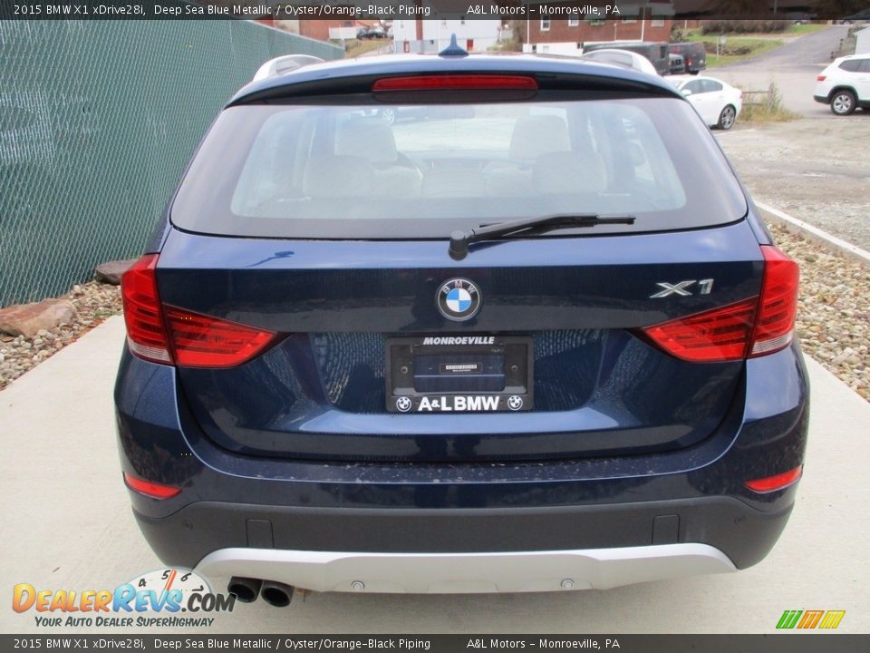 2015 BMW X1 xDrive28i Deep Sea Blue Metallic / Oyster/Orange-Black Piping Photo #4