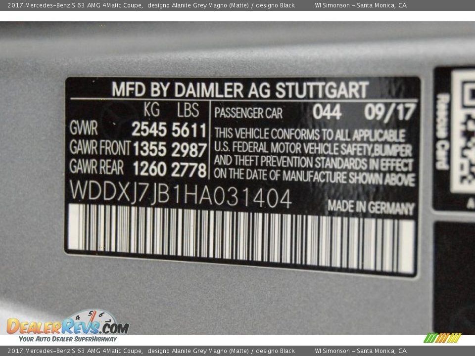 2017 Mercedes-Benz S 63 AMG 4Matic Coupe designo Alanite Grey Magno (Matte) / designo Black Photo #20