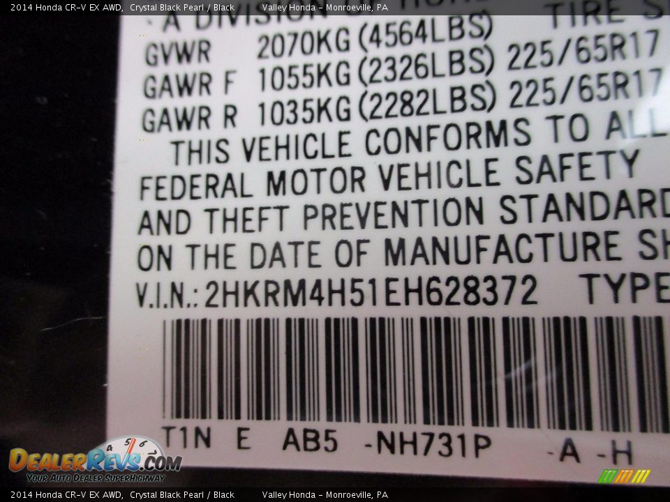 2014 Honda CR-V EX AWD Crystal Black Pearl / Black Photo #19