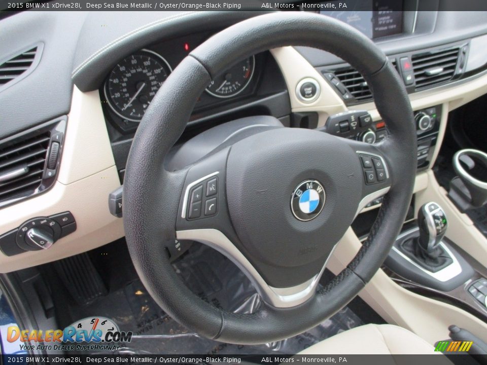 2015 BMW X1 xDrive28i Deep Sea Blue Metallic / Oyster/Orange-Black Piping Photo #14