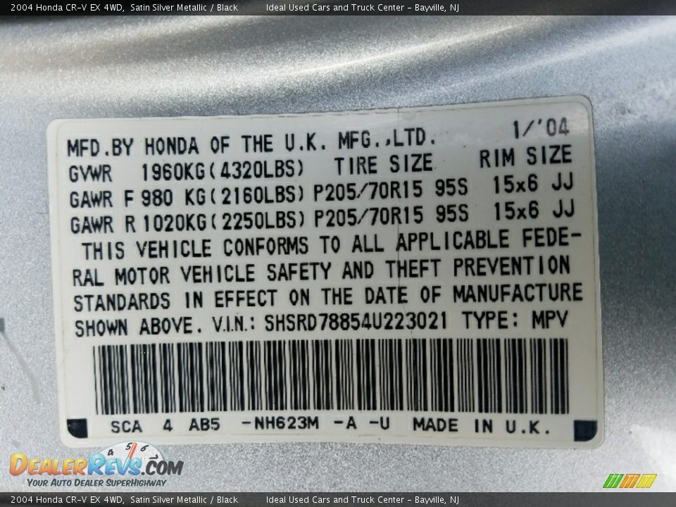 2004 Honda CR-V EX 4WD Satin Silver Metallic / Black Photo #21