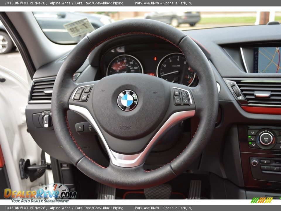 2015 BMW X1 xDrive28i Alpine White / Coral Red/Grey-Black Piping Photo #18