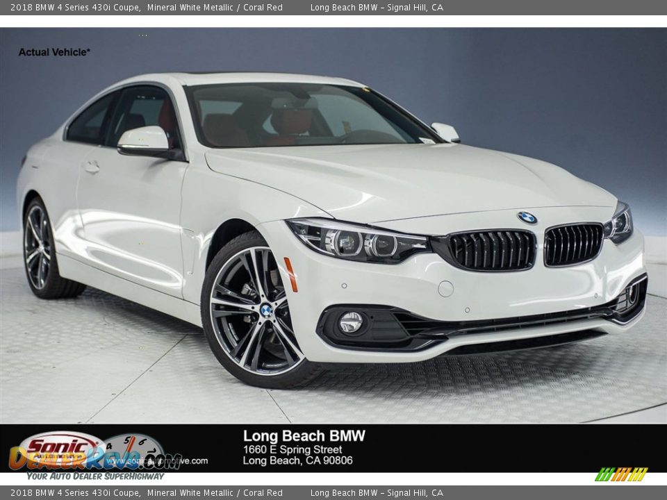 2018 BMW 4 Series 430i Coupe Mineral White Metallic / Coral Red Photo #1