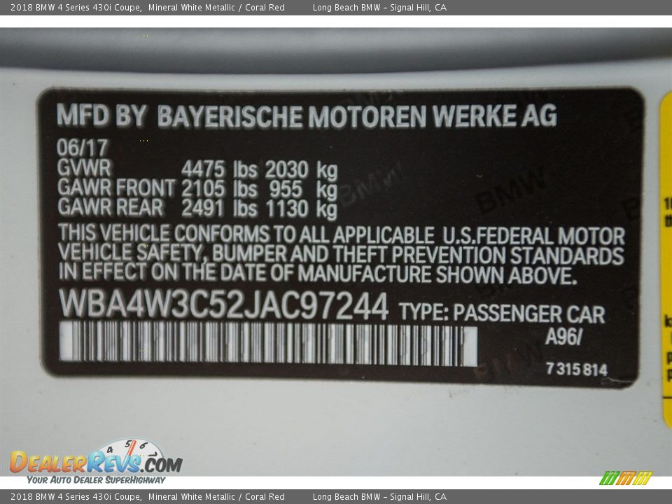 2018 BMW 4 Series 430i Coupe Mineral White Metallic / Coral Red Photo #12