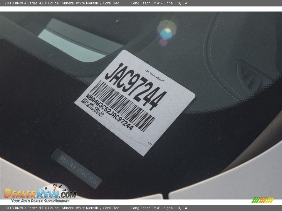 2018 BMW 4 Series 430i Coupe Mineral White Metallic / Coral Red Photo #13