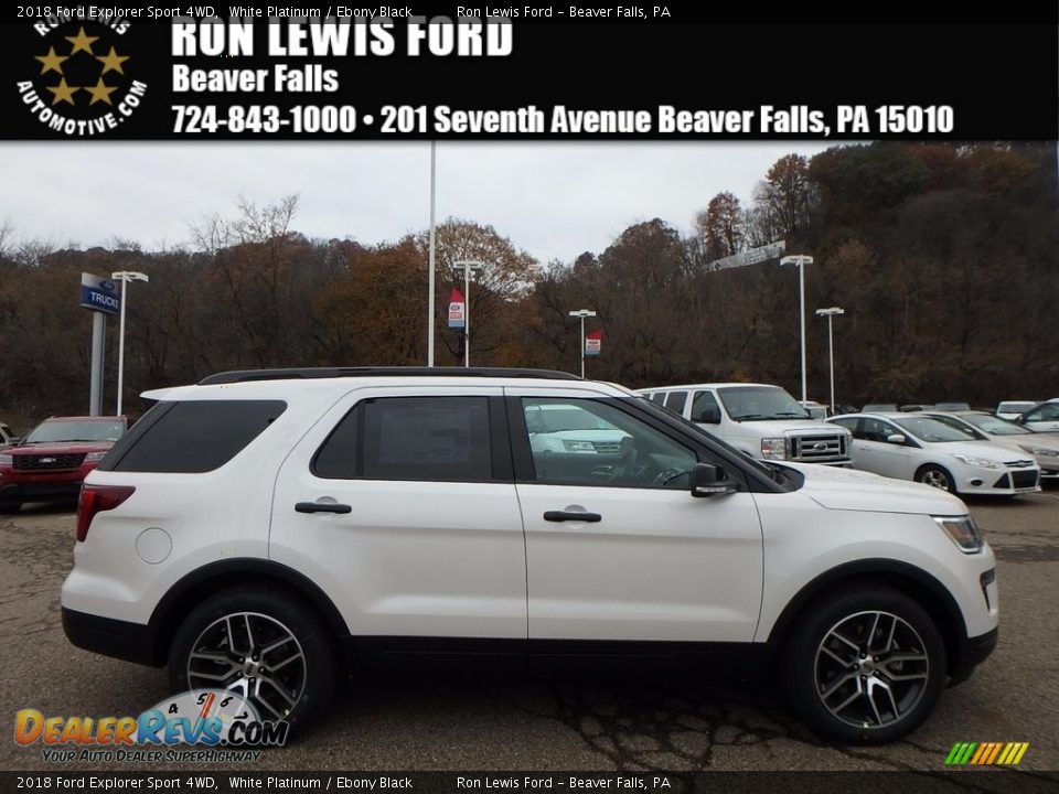 2018 Ford Explorer Sport 4WD White Platinum / Ebony Black Photo #1
