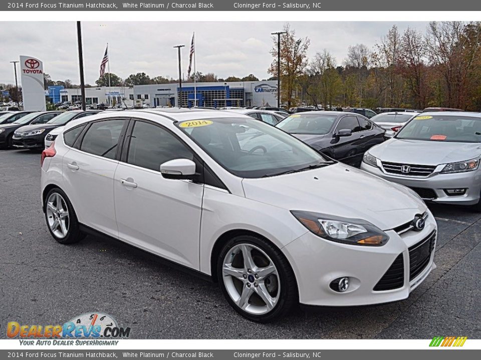 2014 Ford Focus Titanium Hatchback White Platinum / Charcoal Black Photo #1