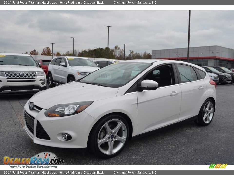 2014 Ford Focus Titanium Hatchback White Platinum / Charcoal Black Photo #7
